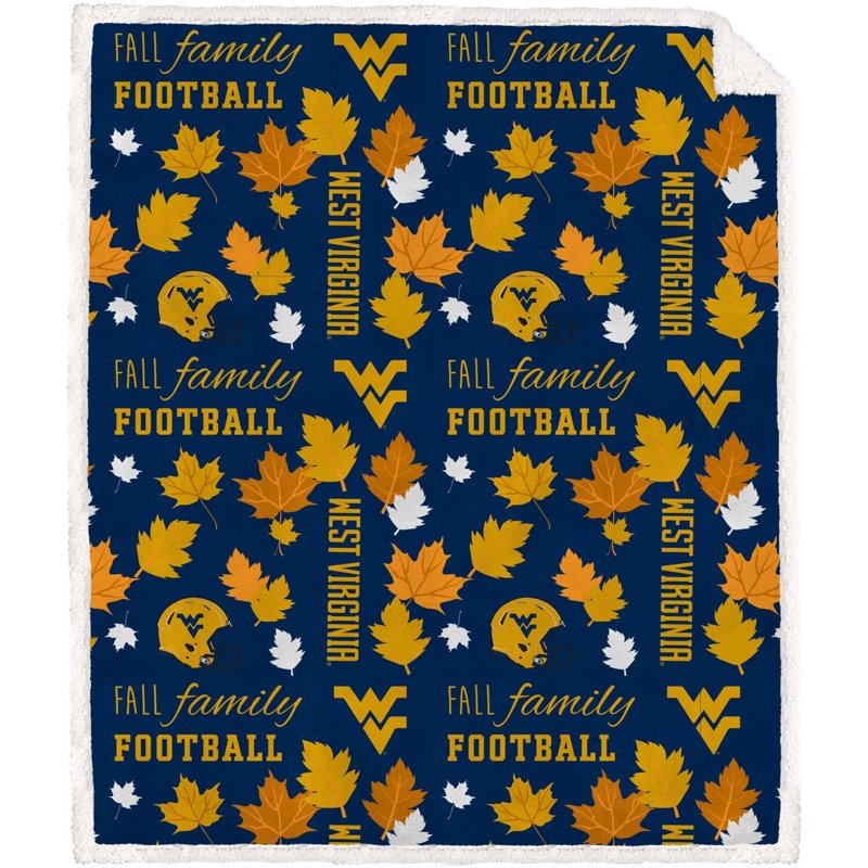 Pegasus Sports Pegasus West Virginia Mountaineers 60" x 70" Fall Family Football Flannel Fleece Sherpa Blanket - NCAA Novelty at Academy Sports